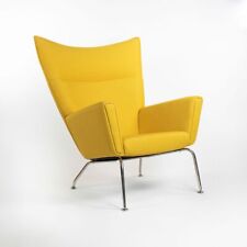 2015 Hans Wegner Carl Hansen & Son Wing Lounge Chair Model CH445 Yellow Fabric