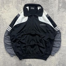 Vintage 90s Adidas Track Jacket Large Mens Embroidered Black White