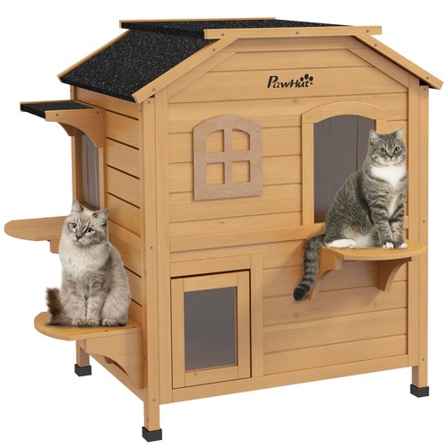 Pawhut wooden cat house - pawhut,