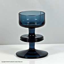 Wedgwood Glass Sheringham candlestick, one disk, blue - damaged