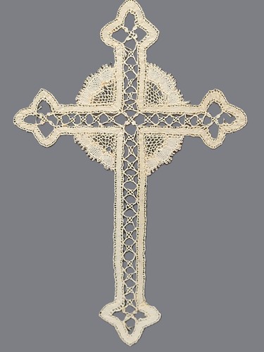 Antique handmade lace cross - handmade,