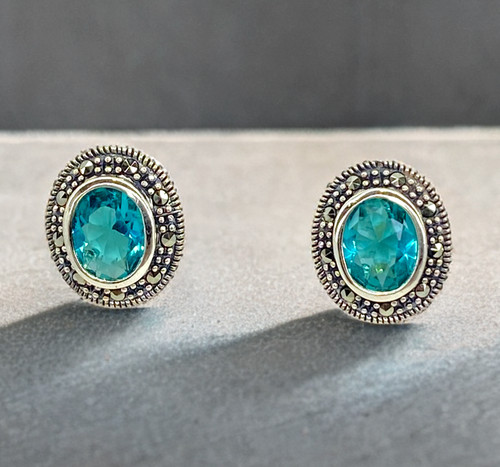 Blue topaz earrings 925 - earrings,