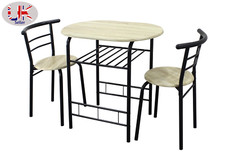 Modern Dining Table Breakfast Bar 2 Chairs Set Metal Frame Kitchen Dinning Room