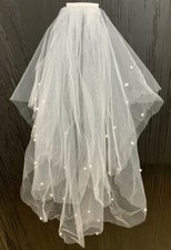 White Bridal Lace Veil on Comb