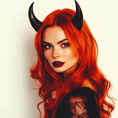 Black devil horns headband - black, |