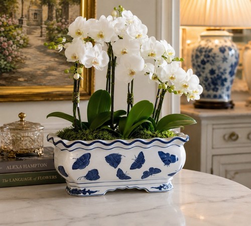 Blue white chinoiserie - white,