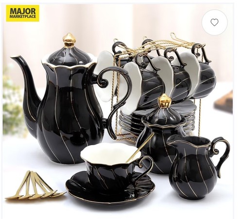 Porcelain tea set golden - porcelain, 6