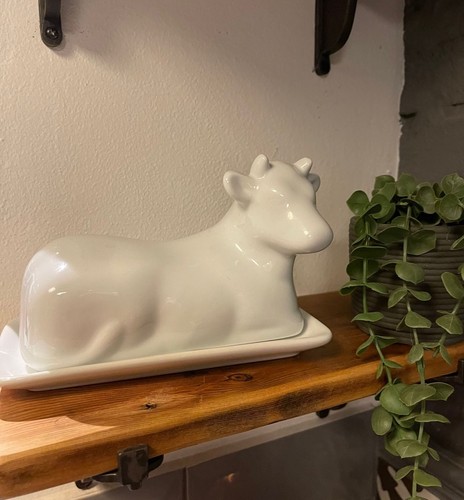 White ceramic cow - white,