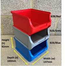 Hanging stacking plastic parts storage lin bins boxes garage workshop craft new