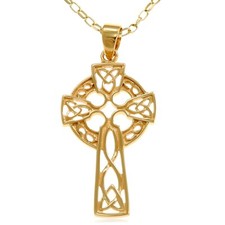 9ct Gold Celtic Cross pendant necklace with 18" Chain and jewellery gift box
