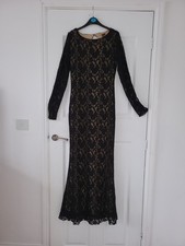  RAINBOW BLACK LACE EVENING DRESS SZ 10 uk  BALLGOWN CRUISE PARTY COCKTAIL dress