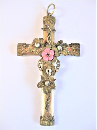 Antique cross pendant silver - cross,