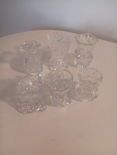 Joblot 6 X Cut Glass Crystal Oval Posy Bud Vases Vintage