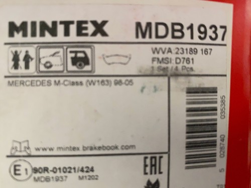Mintex mdb1937 rear brake - mdb1937, pads