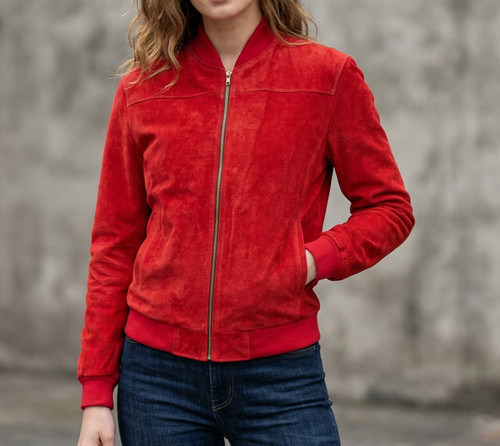 Womens red suede leather - red,