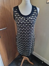 Kurt muller Black Studded Beaded dress party 12-14 #J