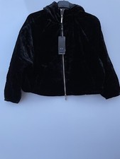 Armani Exchange Women's Oversize Reversible Coat Jacket Black Velvet Size S Bnwt