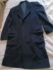 Alexandre of England Mens Classic Black Trench coat Black Wool Cashmere Blend XL