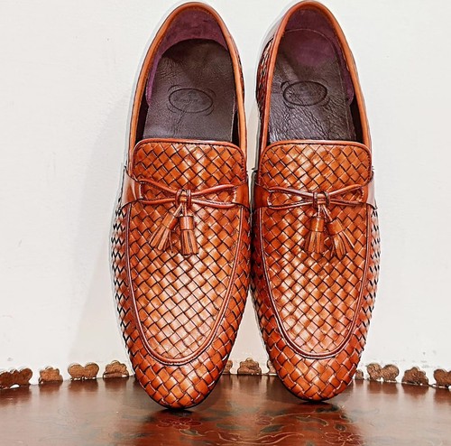Men tan woven leather - tan,