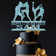 Personalised Kickboxing Cake Topper, Kick Boxing Martial Arts Birthday Toppers