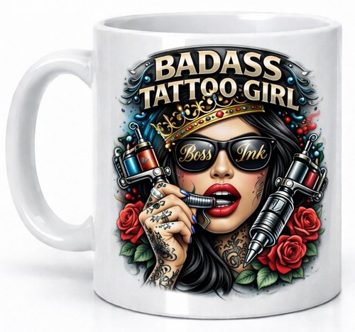 Badass tattoo girl mug - badass, boss
