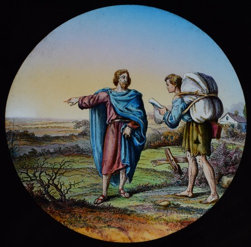 Magic lantern slide pilgrims - lantern,