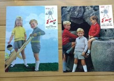 2 x Emu Vintage Knitting Patterns 6080 & 6126 Childs Sweaters Suits 1960s Orig⭐️
