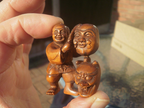 Hand carved wood netsuke - hand,