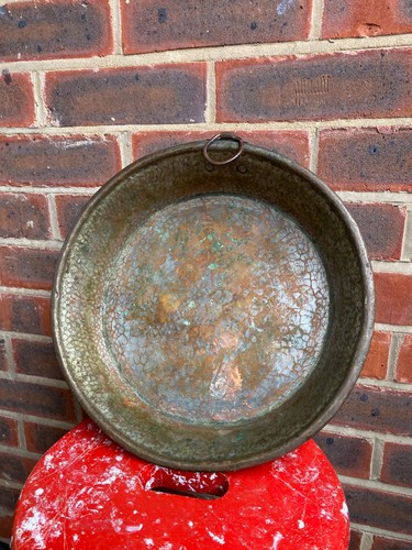 Large antique solid copper pan - solid,
