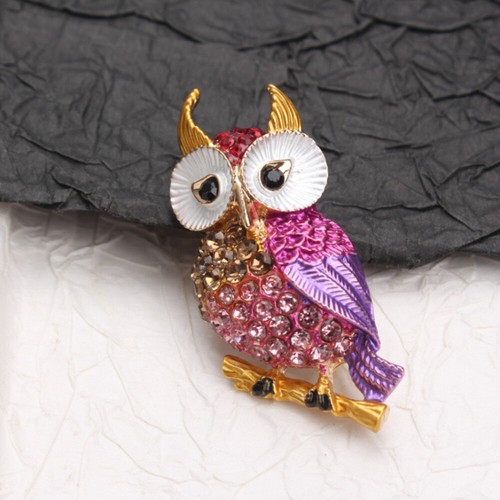 Pink cute owl brooch elegant - cute,