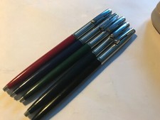 VINTAGE JOBLOT x 5 SHEAFFER SLIM BALLPOINT PENS,NEW REFILLS, SAFETY CLIPS, VGC