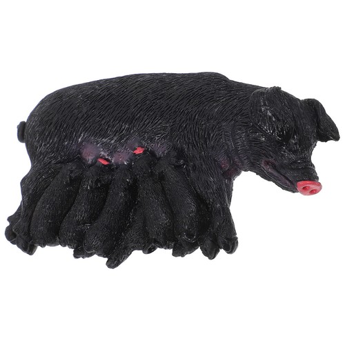 Miniature black resin pig - black,