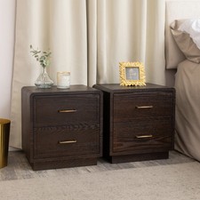 Pair of Dark Wood 2 Drawer