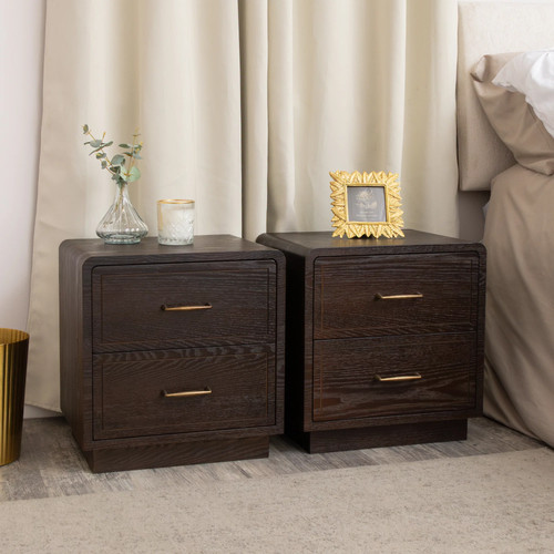 Pair dark wood - of, 2
