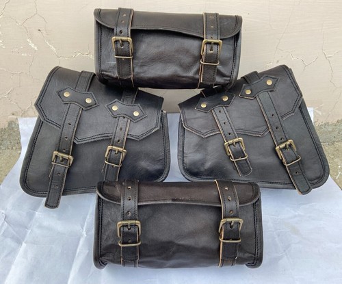 Leather motorcycle saddle bags - saddle,