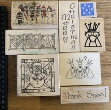 8x wooden stamps CHRISTMAS 