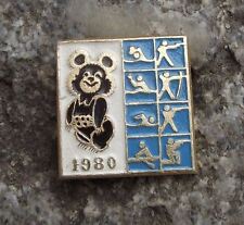 1980 Moscow Russia Olympic Games Misha Mascot Shooting Archery Rowing Pin Badge