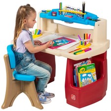 Step2 Deluxe Art Activity Desk with Chair Kids Drawing Table with Light Storage