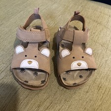 F&F Baby Boys Teddy Bear Face Strap Sandals Size 6 Brand New