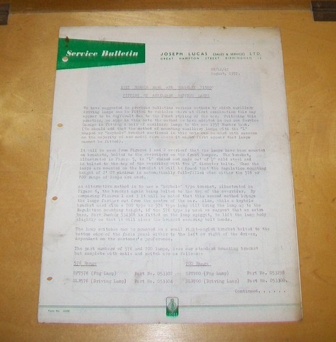Lucas service bulletin humber - service,