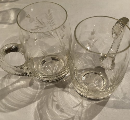 Glass tankards 1960 pair - tankards-,