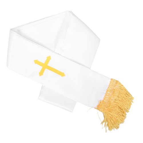 Clergy cross stole white - cross,