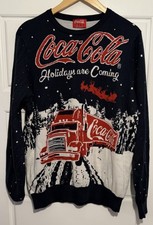 Official Coca Cola Christmas Truck Black Jumper - Holidays Are Coming XL