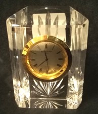 Waterford Crystal Mantle Desk Clock Quartz H10cm W3.5cm L7cm