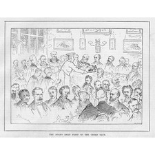 LONDON The Boars Head Feast of the Urban Club - Antique Print 1882