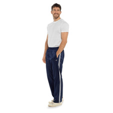 MENS NAVY TRACKSUIT BOTTOMS SILKY STRIPED GYM SPORTS LEISURE PANTS TROUSERS