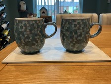 Denby Azure Shell  Large Curve Mugs X 2 Stoneware Tableware  Lot A Very Good