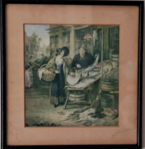 Framed victorian fishmonger - victorian,