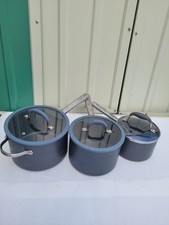 Anolon Saucepan Set 3 Piece Non Stick Dishwasher Safe Cookware 16/18/20cm Used