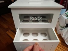 Vintage Style Wooden Egg Storage Box / Egg Holder with Glass Window / Wooden Box